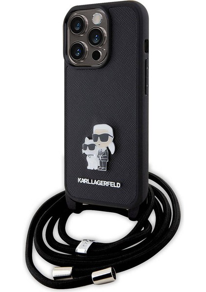 iPhone 15 Pro Max Uyumlu Kılıf Askı Ipli K&c Metal Logo Orjinal Lisanslı Kapak Siyah fiyatları
