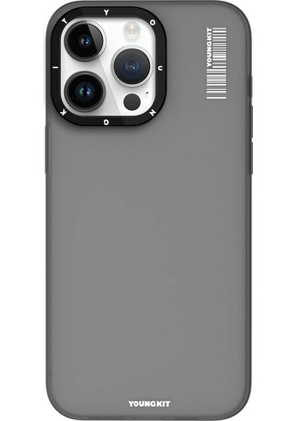 iPhone 15 Pro Uyumlu Kılıf Buzlu Mat Tasarım Youngkit Hidden Sand Serisi Kapak Gri