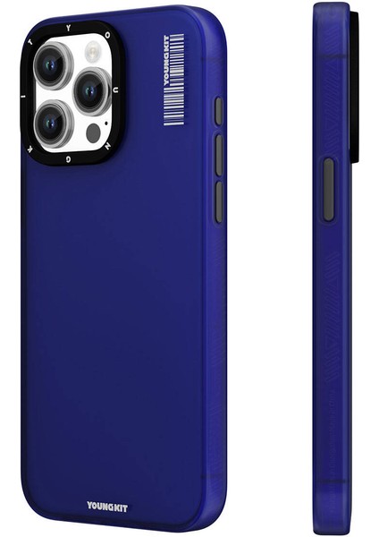 iPhone 15 Pro Max Uyumlu Kılıf Buzlu Mat Tasarım Youngkit Hidden Sand Serisi Kapak Mavi