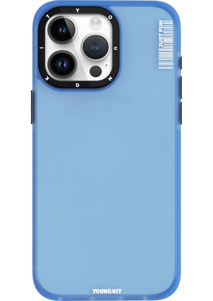 iPhone 15 Pro Max Uyumlu Kılıf Buzlu Mat Tasarım Youngkit Colored Sand Serisi Kapak Mavi