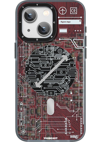 iPhone 15 Uyumlu Kılıf Magsafe Şarj Özellikli Youngkit Technology Serisi Kapak Kırmızı