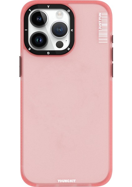 iPhone 15 Pro Uyumlu Kılıf Buzlu Mat Tasarım Youngkit Colored Sand Serisi Kapak Pembe