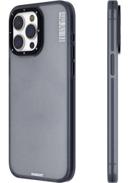 iPhone 15 Pro Max Uyumlu Kılıf Buzlu Mat Tasarım Youngkit Colored Sand Serisi Kapak Siyah