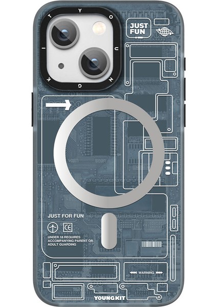 iPhone 15 Uyumlu Kılıf Magsafe Şarj Özellikli Youngkit Technology Serisi Kapak Siyah