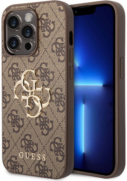 iPhone 15 Pro Max Uyumlu Kılıf Guess Orjinal Lisanslı Pu Deri Yazı ve 4g Metal Logo Desen Kahverengi fiyatları