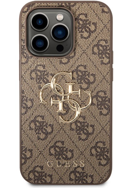 iPhone 15 Pro Max Uyumlu Kılıf Guess Orjinal Lisanslı Pu Deri Yazı ve 4g Metal Logo Desen Kahverengi fırsatları