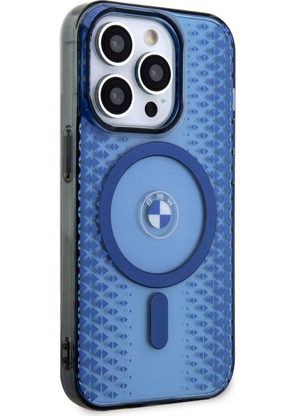 iPhone 15 Pro Max Kılıf Bmw Magsafe Şarj Özellikli Transparan Iml Signature Orjinal Lisanslı Mavi