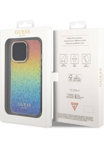 iPhone 15 Pro Uyumlu Kılıf Guess Orjinal Lisanslı Yazı Logolu Mirror Disco Kapak Colorful indirimleri