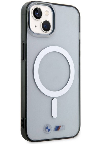 iPhone 15 Uyumlu Kılıf Bmw Magsafe Şarjlı Transparan Silver Ring Orjinal Lisanslı Kapak Şeffaf