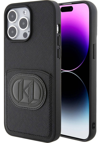 iPhone 15 Pro Max Uyumlu Kılıf Kartlıklı Saffiano K&l Patch Orjinal Lisanslı Siyah fiyatları