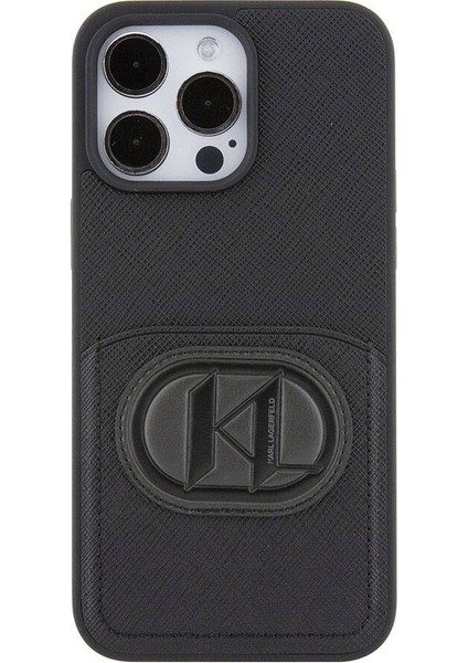 iPhone 15 Pro Max Uyumlu Kılıf Kartlıklı Saffiano K&l Patch Orjinal Lisanslı Siyah fırsatları