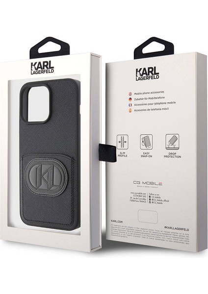 iPhone 15 Pro Max Uyumlu Kılıf Kartlıklı Saffiano K&l Patch Orjinal Lisanslı Siyah indirimleri