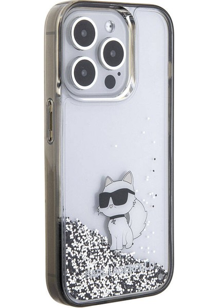 iPhone 15 Pro Uyumlu Kılıf Choupette Sıvılı Glitter Orjinal Lisanslı Kapak Şeffaf