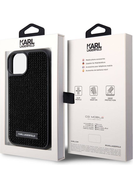 iPhone 15 Plus Uyumlu Kılıf Taşlı Metal Logo Orjinal Lisanslı Kapak Siyah indirimleri