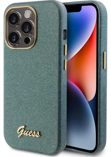 iPhone 15 Pro Max Uyumlu Kılıf Guess Orjinal Lisanslı Yazı Logolu Glitter Glossy Script Kapak Haki fiyatları