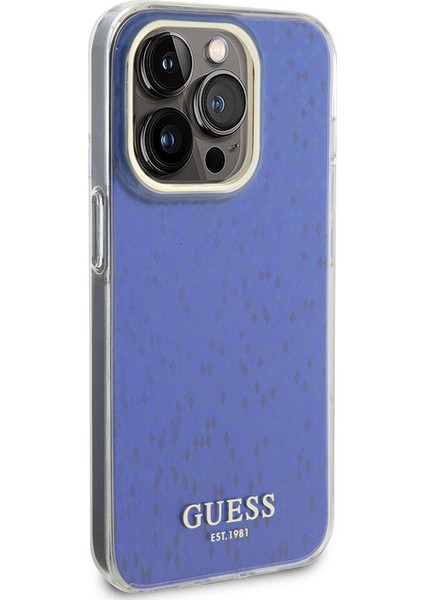 iPhone 15 Pro Uyumlu Kılıf Guess Orjinal Lisanslı Yazı Logolu Mirror Disco Kapak Mor