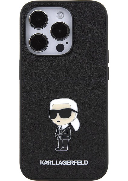 iPhone 15 Pro Max Uyumlu Kılıf Ikonik Fixed Glitter Metal Logo Orjinal Lisanslı Siyah fırsatları