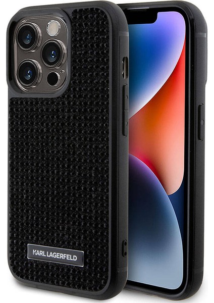 iPhone 15 Pro Max Uyumlu Kılıf Taşlı Metal Logo Orjinal Lisanslı Kapak Siyah fiyatları