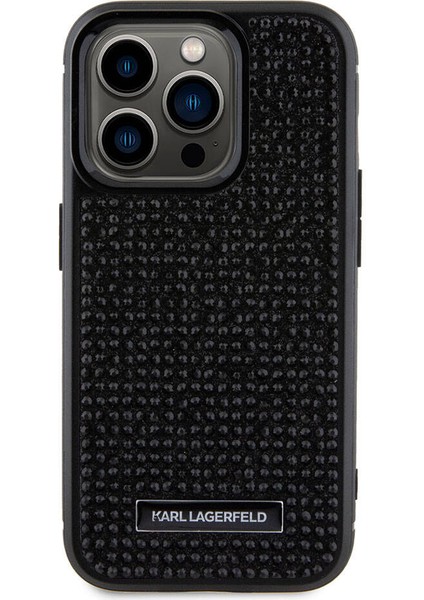 iPhone 15 Pro Max Uyumlu Kılıf Taşlı Metal Logo Orjinal Lisanslı Kapak Siyah fırsatları