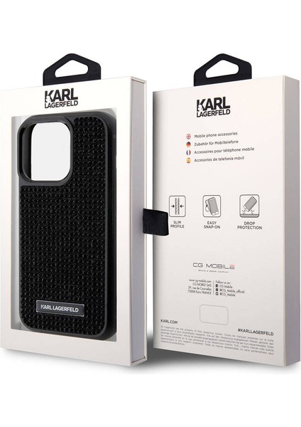 iPhone 15 Pro Max Uyumlu Kılıf Taşlı Metal Logo Orjinal Lisanslı Kapak Siyah indirimleri