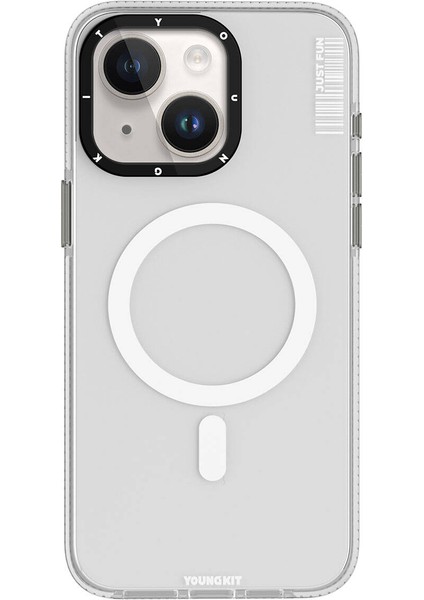 iPhone 15 Uyumlu Kılıf Magsafe Şarj Özellikli Youngkit Crystal Color Serisi Kapak Beyaz