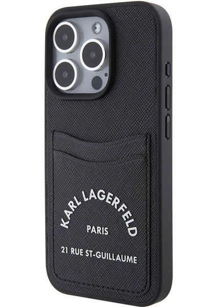 iPhone 15 Pro Max Uyumlu Kılıf Kartlıklı Saffiano 3D Rsg Logo Orjinal Lisanslı Siyah modelleri