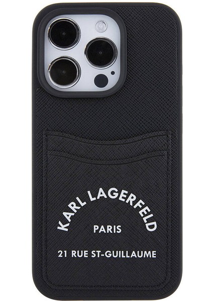 iPhone 15 Pro Max Uyumlu Kılıf Kartlıklı Saffiano 3D Rsg Logo Orjinal Lisanslı Siyah fırsatları