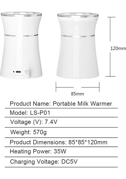 Şarj Edilebilir Biberon Isıtıcı Taşınabilir Süt Isıtıcı (Yurt Dışından)