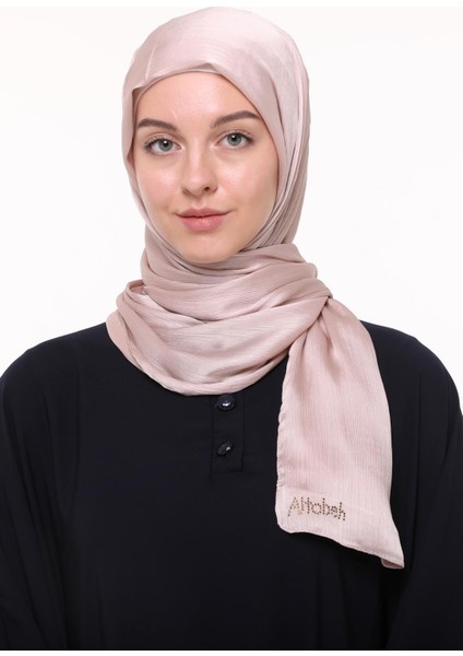 Kadın Düz Parlak Lüks Yoryo Saten Şifon Abiye Janjan Şal - Bej