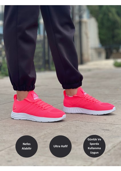 Running Kadın Koyu Pembe Beyaz Kaymaz Taban Ortopedik Nefes Alabilen Garantili Rahat Hafif Günlük Sneaker Yürüyüş Koşu Spor Ayakkabısı EW0127H