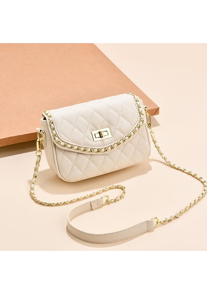 Küçük Kare ve Basit Kilit Tokası Tek Omuz Crossbody Çanta (Yurt Dışından)