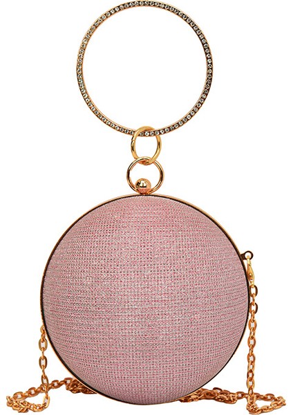 Akşam Zinciri Omuz Crossbody Kadınlar Için Yuvarlak Küresel Tam Elmas Kaplı Elmas Çanta (Yurt Dışından)