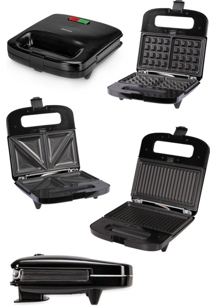 Trimax 4’ü Bir Arada Çıkarılabilir Mini Tost Izgara Waffle Sandviç Makinesi GM7452 fiyatları