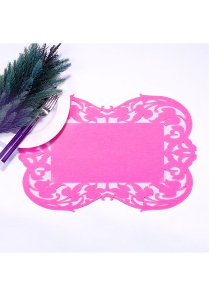 Pembe keçe amerikan servis, flower - 27x44 cm 2 adet