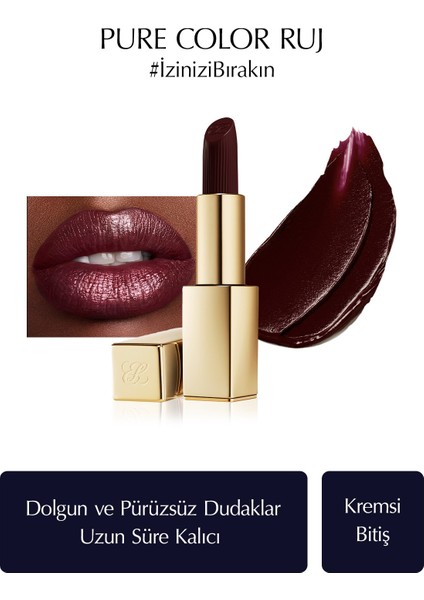 Estee Lauder Kremsi Ruj - Pure Color Creme Lipstick Kremsi, Saten Bitiş -  3.5gr - Renk: 685 Midnight Kiss