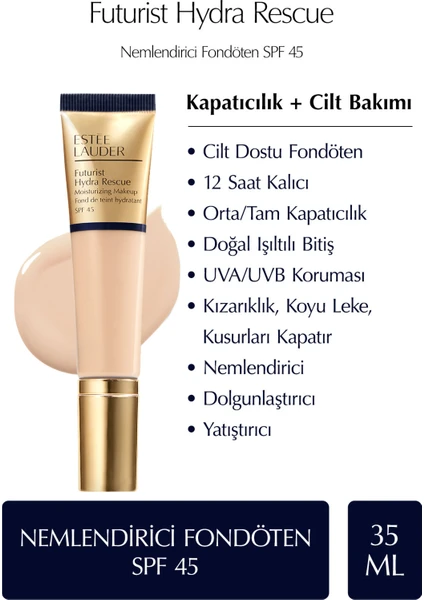 Estee Lauder Futurist Hydra Rescue SPF 45 Nemlendirici Fondöten 35ml - Renk: 2N1 Desert Beige