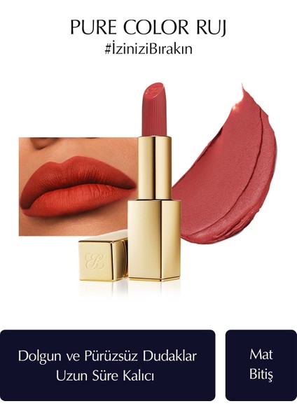 Estee Lauder Mat Bitişli Ruj - Pure Color Matte Lipstick - 3.5gr - Renk: 666 Captivated