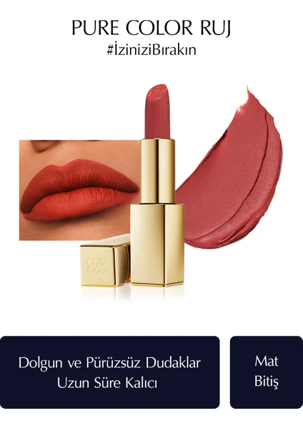 Estee Lauder Mat Bitişli Ruj - Pure Color Matte Lipstick - 3.5gr - Renk: 666 Captivated