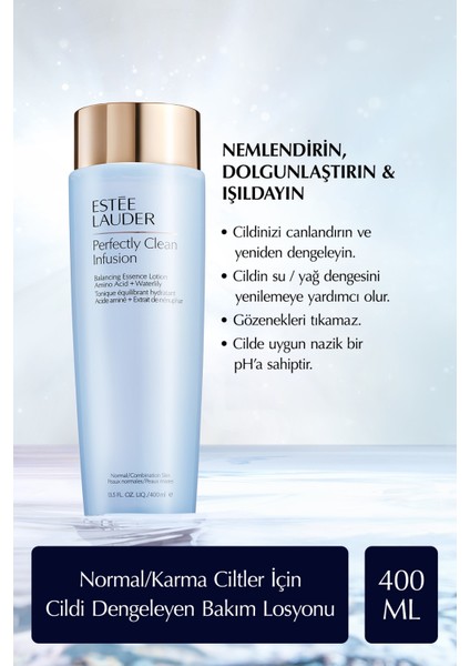 Estee Lauder Perfectly Clean Infusion Normal/Karma Ciltler için Cilt Dengeleyici Canlandırıcı Bakım Losyonu 400ml