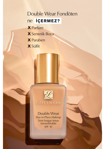 Estee Lauder Seyahat Boy Fondöten - Double Wear Stay-in-Place Fondöten SPF 10 (Renk: 3W1 Tawny) 15ml