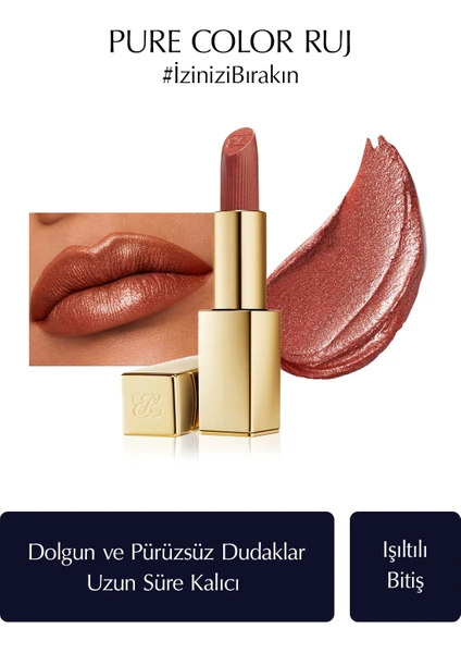 Estee Lauder Işıltılı Bitişli Hi-Lustre Ruj - Pure Color Hi-Lustre Lipstick - 3.5gr - Renk: 111 Tiger Eye