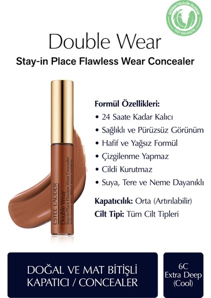 Estee Lauder Kapatıcı - Double Wear Stay-in-Place Flawless Wear Concealer - Renk: 6C Extra Deep (Cool) 7ml