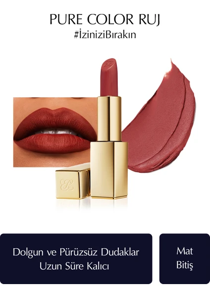 Estee Lauder Mat Bitişli Ruj - Pure Color Matte Lipstick - 3.5gr - Renk: 557 Fragile Ego