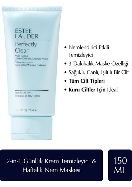 Perfectly Clean Kuru Ciltler için Krem Temizleyici & Nemlendirici Maske 150 ml