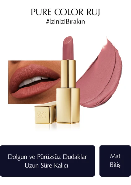 Estee Lauder Mat Bitişli Ruj - Pure Color Matte Lipstick - 3.5gr - Renk: 828 In Control