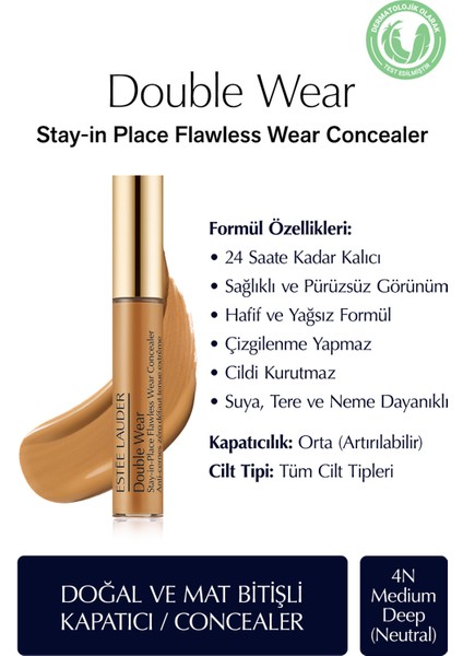 Estee Lauder Kapatıcı - Double Wear Stay-in-Place Flawless Wear Concealer - Renk: 4N Medium Deep (Neutral) 7ml