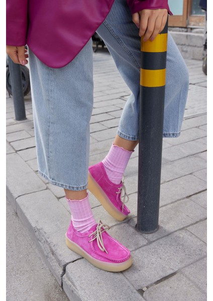 James Pembe Deri Bağcıklı Kadın Ayakkabı modelleri