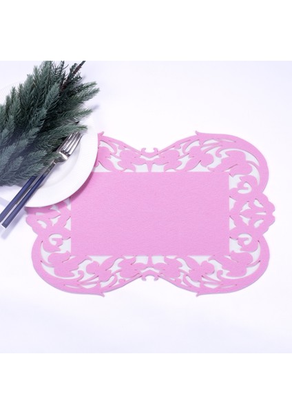 Açık pembe keçe amerikan servis, flower - 27x44 cm 2 adet