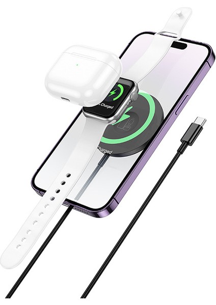 CW50 15W Air Pods + Apple Watch+Iphone 3in1 Kablosuz Manyetik Hızlı Şarj Aleti