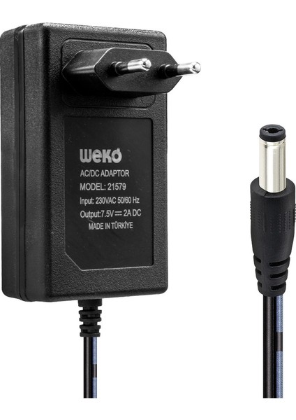 Weko 7.5 Volt - 2  Amper 5.5*2.5 Uçlu Yerli Üretim Priz Tipi Adaptör (81)